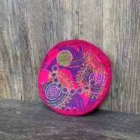 Pink Wool and Cotton Felted Round Trivet